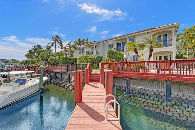 dock area featuring a water view