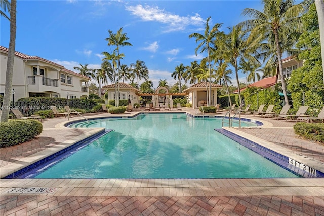 view of pool featuring a patio