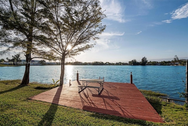 view of dock featuring a water view