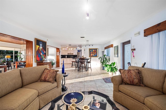 view of tiled living room