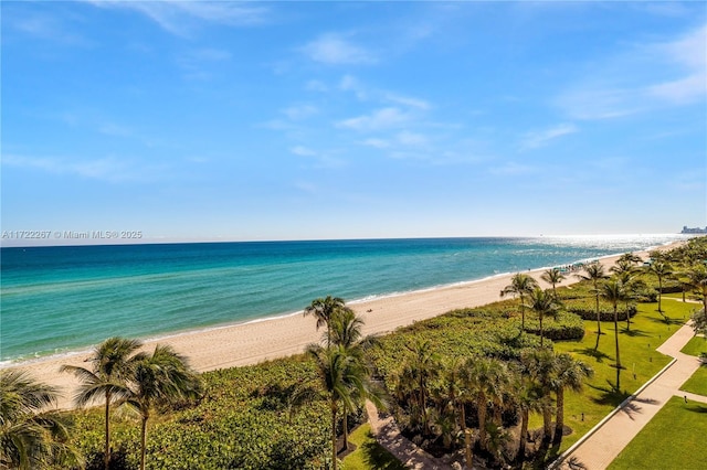 view of water feature with a view of the beach