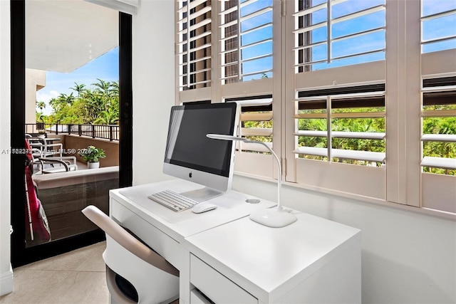 view of tiled home office