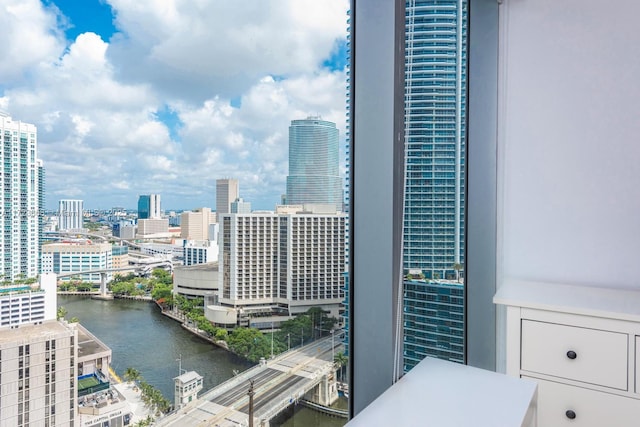 city view with a water view