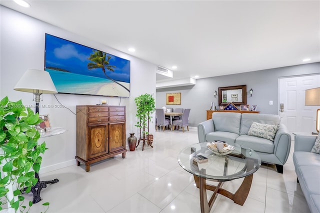 view of tiled living room