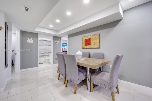 dining room with light tile patterned floors