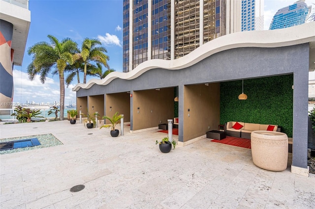 exterior space with an outdoor hangout area