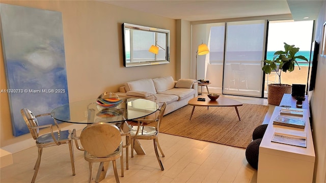 living room with light hardwood / wood-style floors