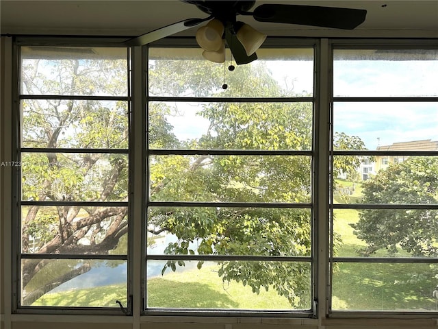 interior details with ceiling fan