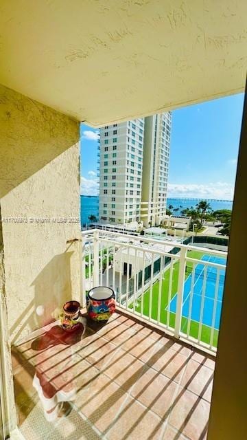 balcony with a water view