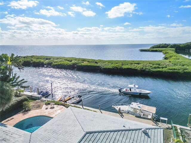 exterior space featuring a boat dock