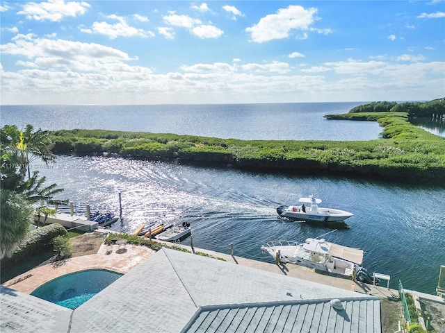 exterior space featuring a boat dock