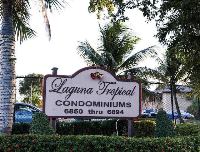 view of community sign