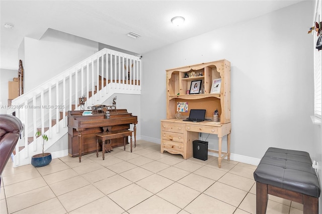 view of tiled home office