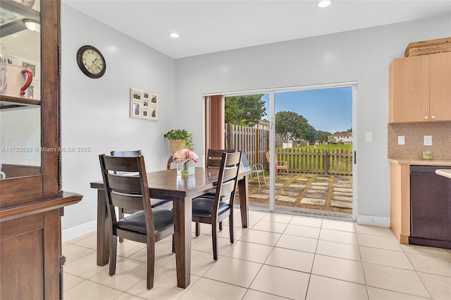 dining room with light tile patterned floors