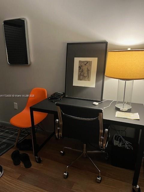 office area featuring hardwood / wood-style flooring