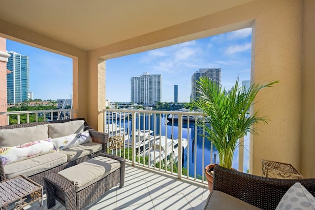 balcony with a water view