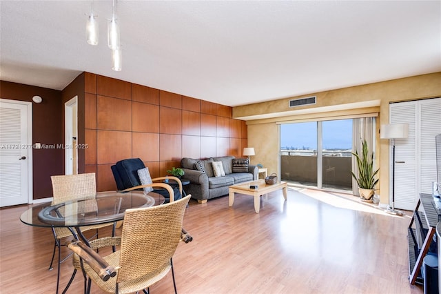 living room featuring light hardwood / wood-style floors