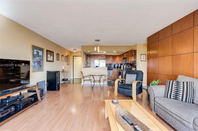 living room featuring light wood-type flooring