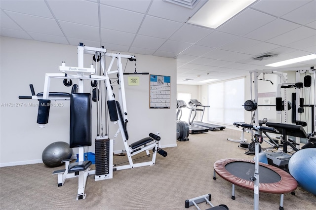 gym with carpet flooring