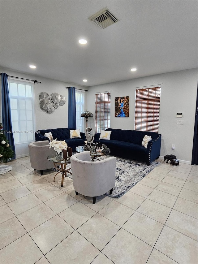 view of tiled living room