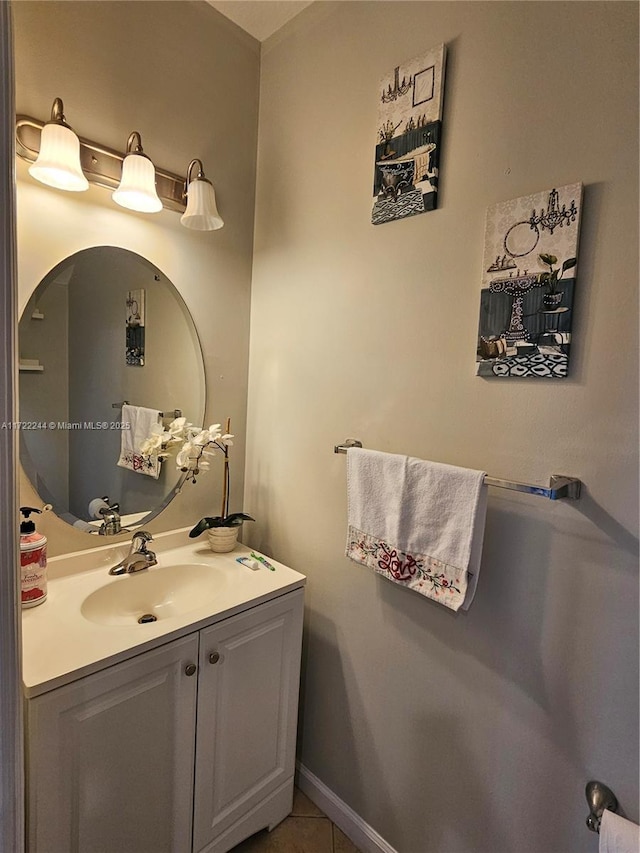 bathroom with vanity and tile patterned floors