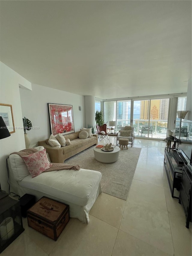 view of tiled living room