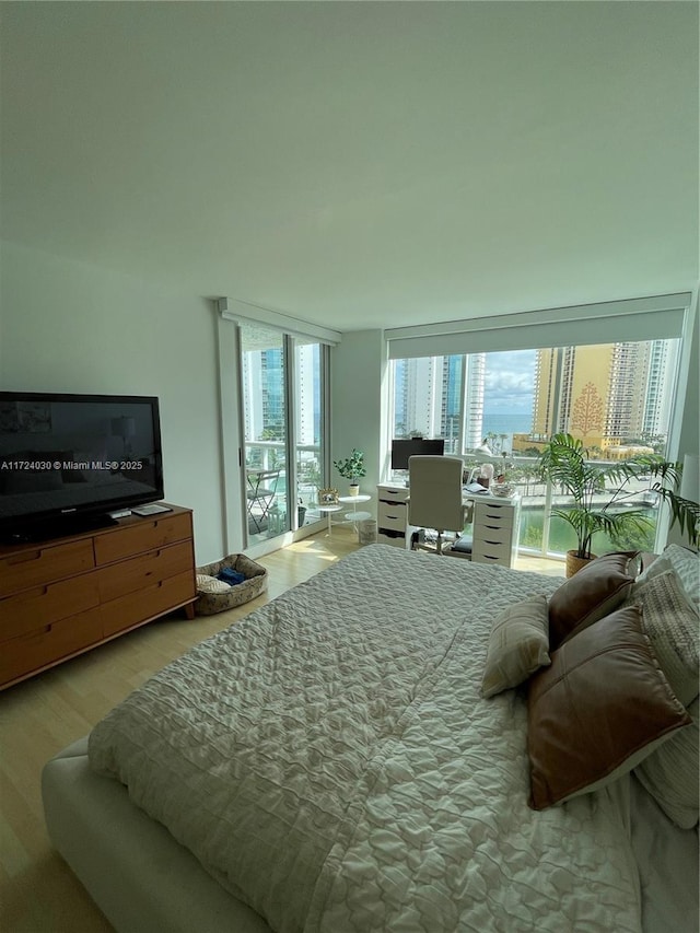 bedroom featuring light hardwood / wood-style flooring