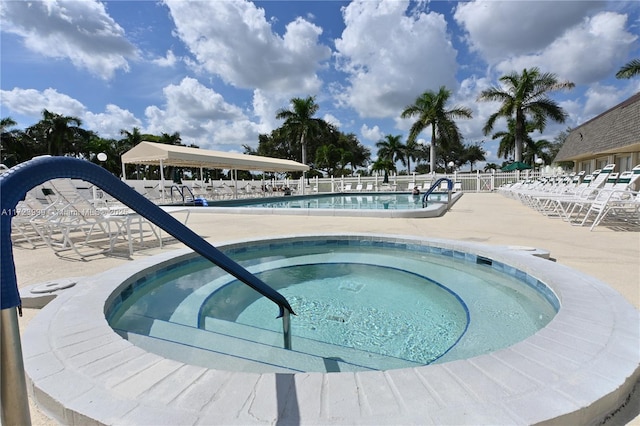 view of pool featuring a patio