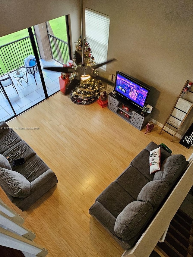 living room featuring wood-type flooring