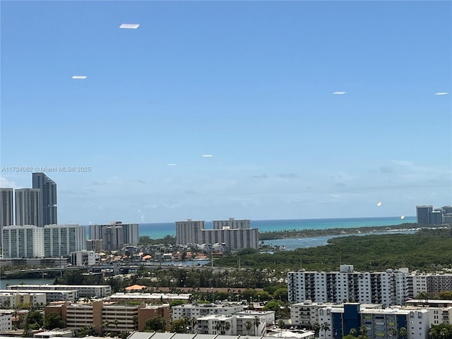 property's view of city featuring a water view