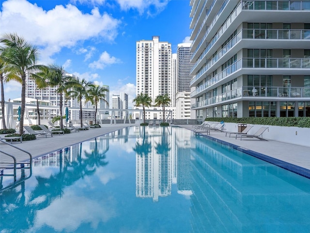 view of pool featuring a patio area