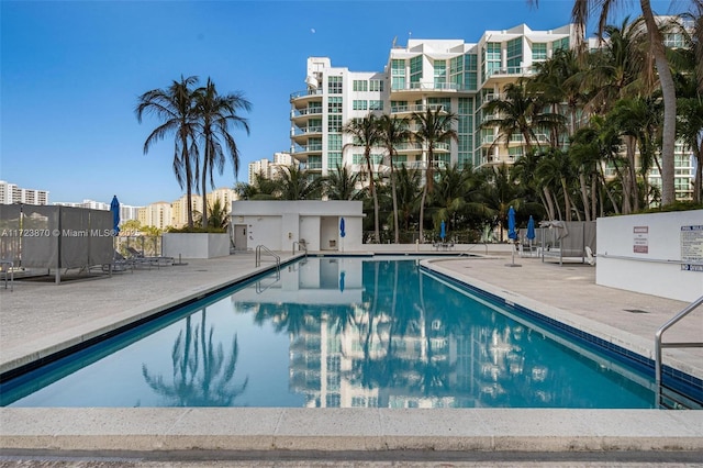 view of pool featuring a patio