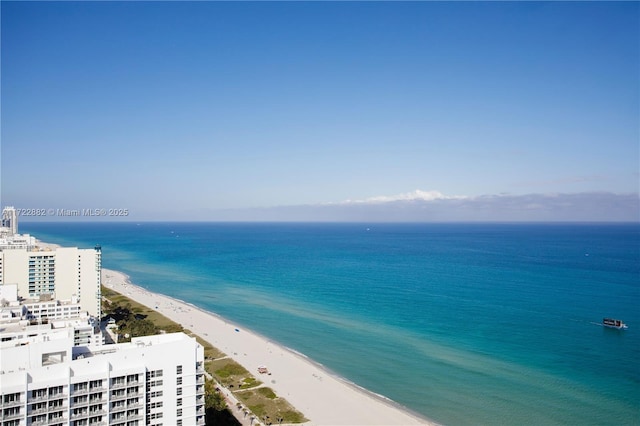 view of water feature with a view of the beach