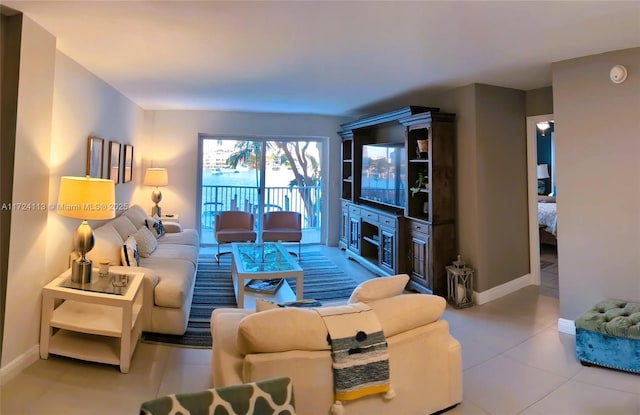 view of tiled living room