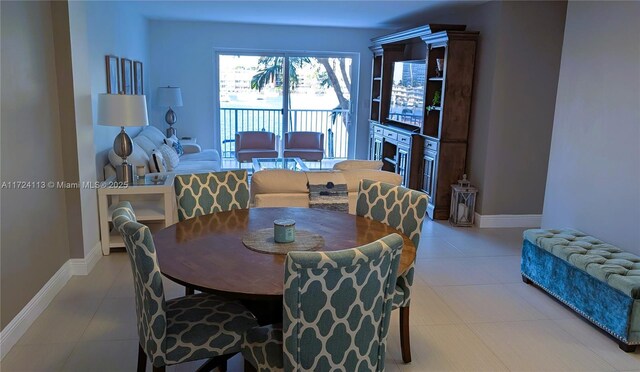 view of tiled dining space