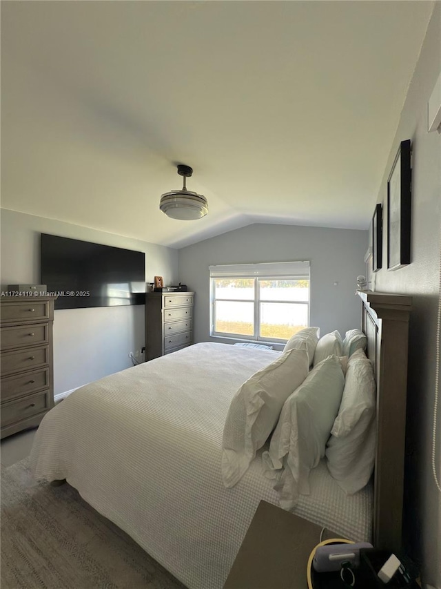 bedroom with vaulted ceiling