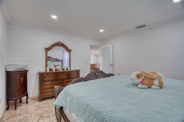 bedroom with ornamental molding