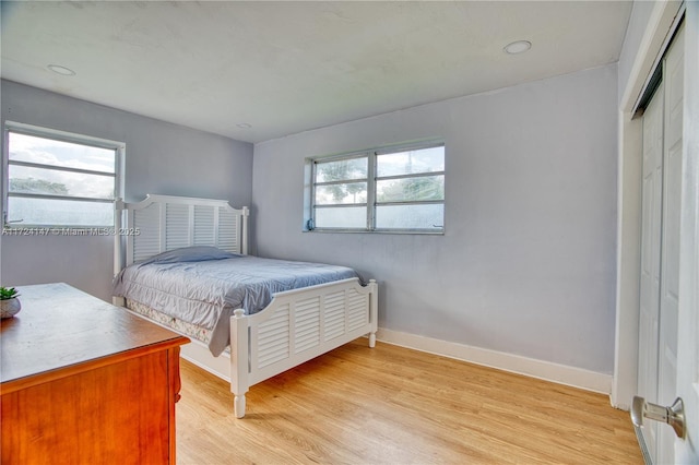 bedroom featuring light hardwood / wood-style floors