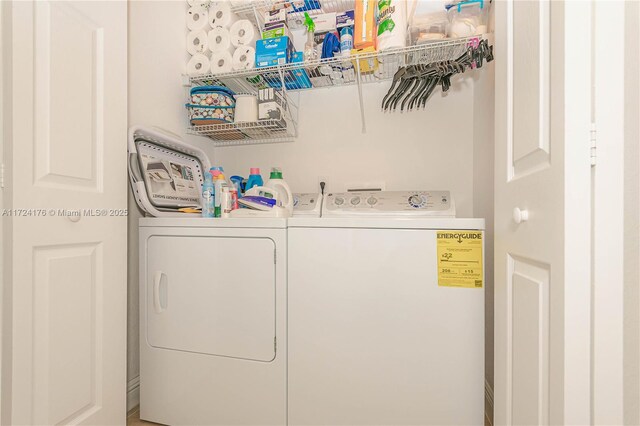 laundry room featuring separate washer and dryer