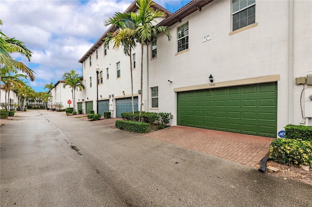 exterior space featuring a garage