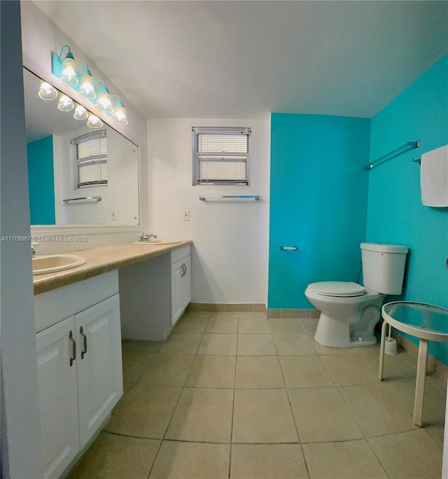 bathroom with tile patterned floors, vanity, and toilet