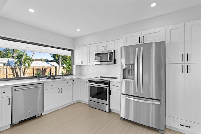 kitchen with white cabinetry and stainless steel appliances