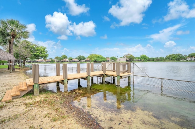 view of dock featuring a water view