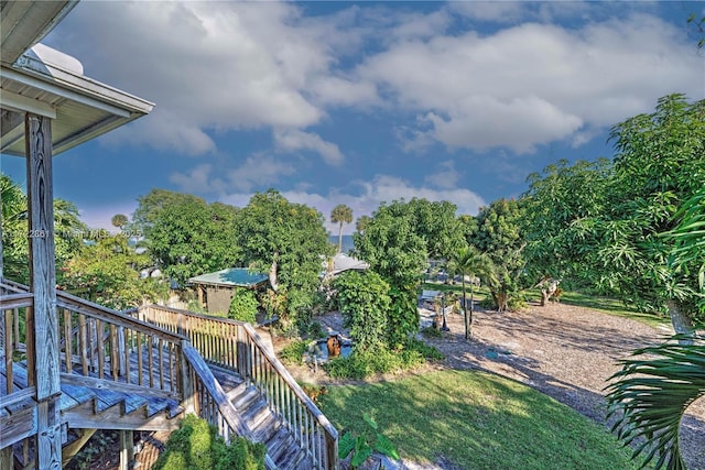 view of yard with a deck