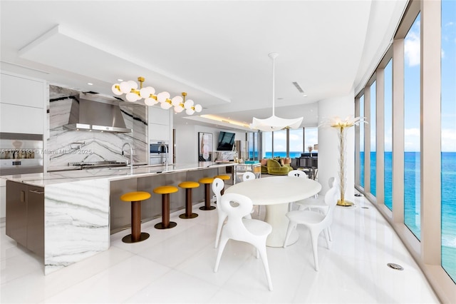 view of tiled dining area