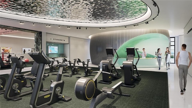 gym with carpet flooring