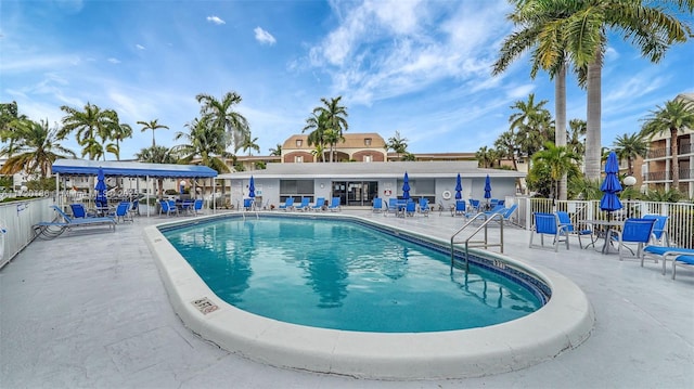 view of pool featuring a patio