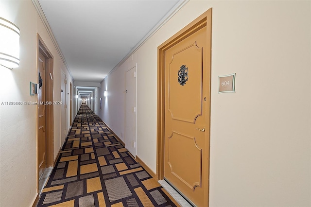 hallway with ornamental molding