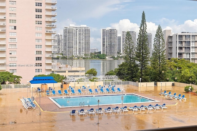 view of pool featuring a patio