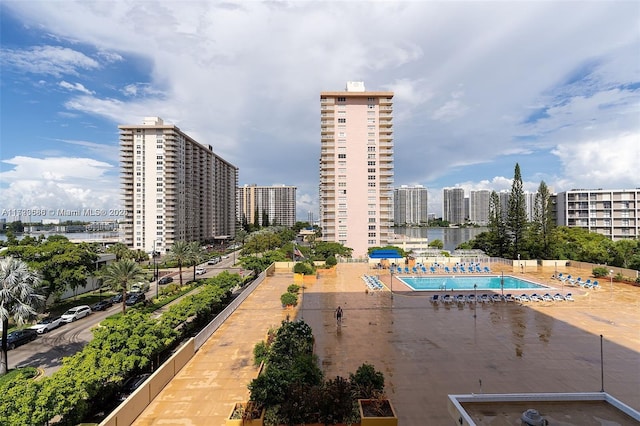 view of pool featuring a patio